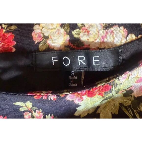 Fore Dress Womens Small Black Floral Pleated Sleeveless Boat Neck Back Zip - Picture 3 of 5